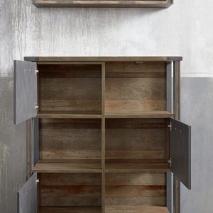 Regał loftowy drewno postarzane / szary mat 113 x 42 x 136 cm Factory