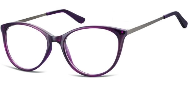 Okulary oprawki zerówki korekcyjne Kocie Unisex Sunoptic AC27E ciemnofioletowe