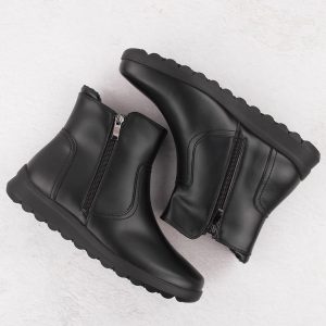 Skórzane botki damskie na suwak czarne FIlippo DBT6630