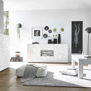 Stolik kawowy prostokątny biały połysk 122 x 65 cm Prestige