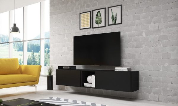 Szafka RTV modułowa czarna mat 187 cm Rock 10