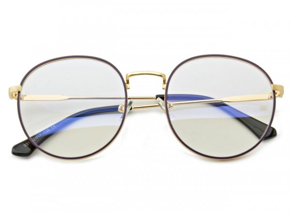 Lenonki okulary z filtrem zerówki z ANTYREFLEKSEM złoto-fioletowe 2525-3