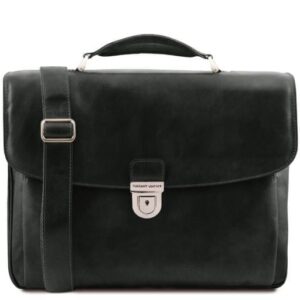 Tuscany Leather Alessandria - wielofunkcyjna skórzana torba na laptop, kolor czarny TL142067