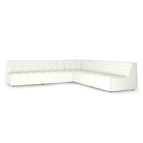 Narożnik modułowy do salonu Lazy, 7-osobowy, uniwersalny, kremowy, welur