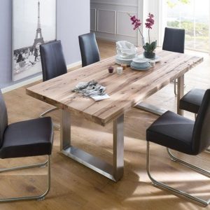 Stół drewniany dąb dziki mat 200 x 100 cm Zamek