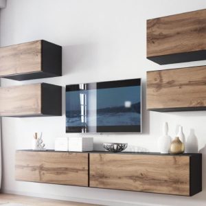 Meblościanka do salonu antracyt / wotan mat 324 cm Rock 2