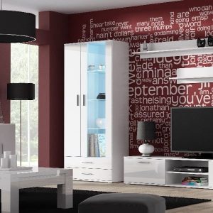 Meblościanka do salonu biała mat / połysk 430 cm Simple