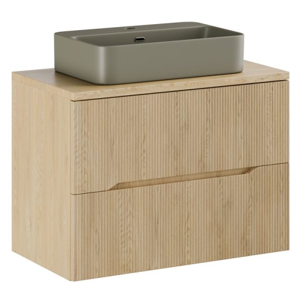 Szafka pod umywalkę Nordic Cremona 80 cm, Dąb Cremona, ryflowana