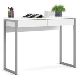 Biurko z szufladami białe wysoki połysk 102 cm Function