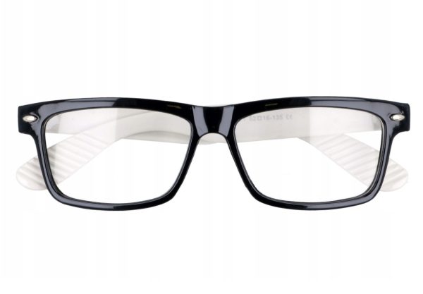 Okulary zerówki nerdy XL-272A czarno-białe