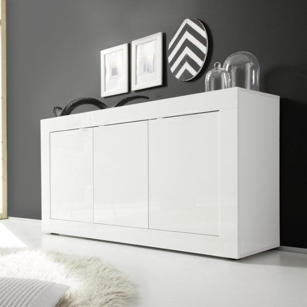 Komoda z drzwiami biała wysoki połysk 160 cm Basic