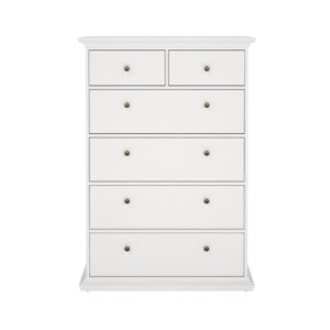 Komoda wysoka z szufladami biała mat 96 cm Paris
