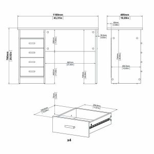 Biurko z szufladami dąb sonoma mat 110 cm Function