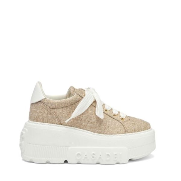 SNEAKERSY NA PLATFORMIE Z LOGO "NEXUS JUTALUX GOLD"