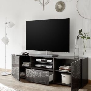 Szafka RTV antracyt połysk 181 cm Vero