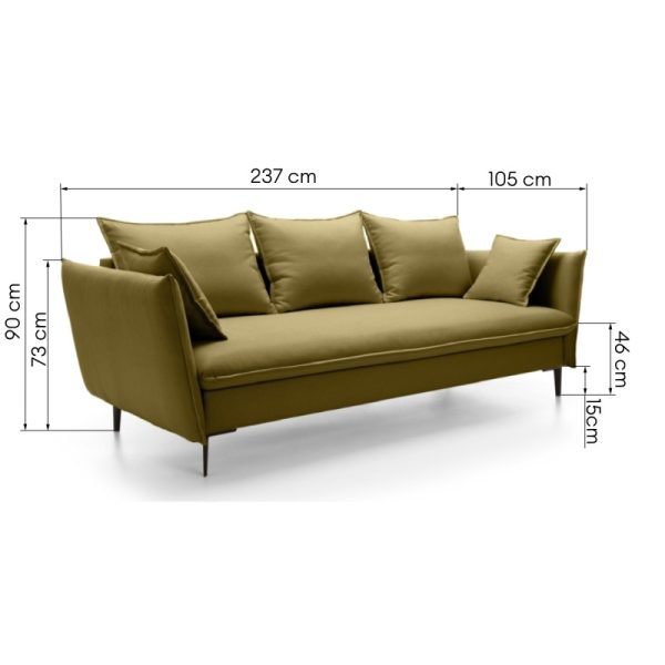 Sofa rozkładana Gloss, z pojemnikiem, oliwkowozielona