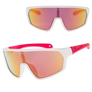 Juniorskie gumowe okulary przeciwsłoneczne sportowe GOG E995-3 biały/różowy