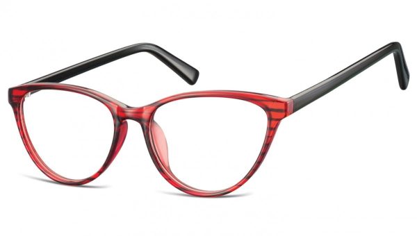 Oprawki korekcyjne okulary Kocie Oczy zerówki Sunoptic CP127A czerwono-czarne