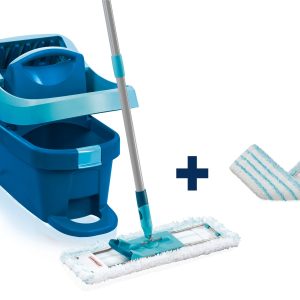 Zestaw Profi XL: wiadro z wyciskaczem na kółkach, mop i wymienna nakładką, do wszystkich gładkich podłóg