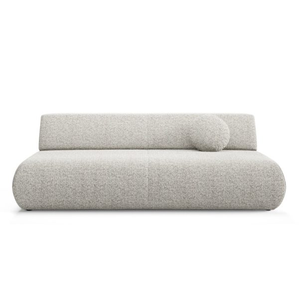 Sofa z funkcją spania i pojemnikiem Puente, szarobeżowa, obłe kształty