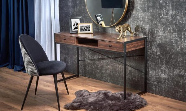 Biurko home office B46, 120 cm,  orzechowy, czarny