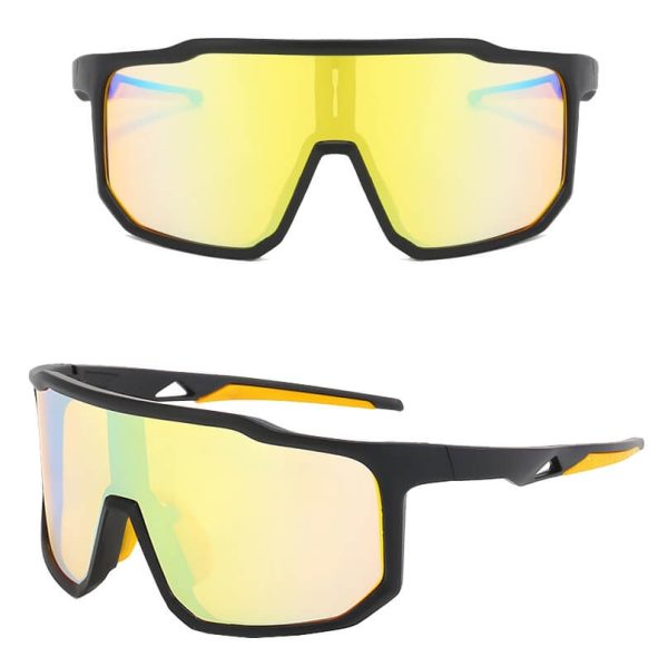 Sportowe okulary przeciwsłoneczne lustrzane STS-02F czarny/żółty