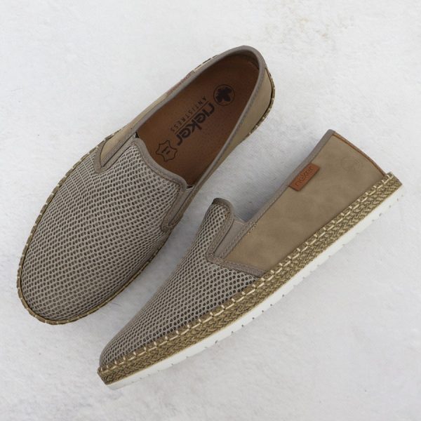 Półbuty męskie wsuwane espadryle beżowe Rieker B5265-65