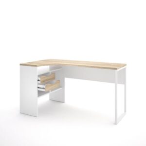 Biurko narożne białe / dąb trufla mat 145 cm Function