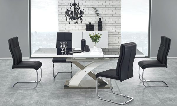 Stół rozkładany szklany czarny / biały mat / połysk 160 - 220 x 90 cm Sandor 2