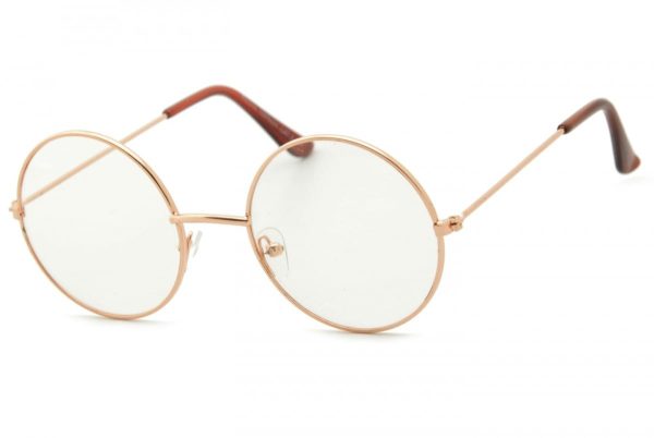 Złote Lenonki okulary Okrągłe Zerówki męskie/damskie 3154