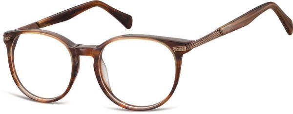 Okrągłe Okulary oprawki zerówki korekcyjne Sunoptic AC39C delikatny szylkret brąz