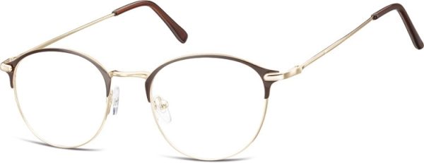 Lenonki okrągłe Okulary oprawki optyczne 933F zlote+ciemnobrązowe