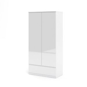 Szafa dwudrzwiowa z szufladami biała połysk 99 x 200 cm Naia