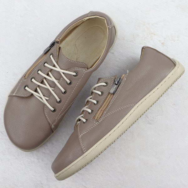 Skórzane półbuty damskie barefoot khaki Helios 436