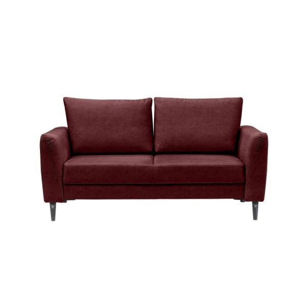 Sofa rozkładana Prato, burgundowa, welurowa