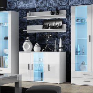 Meblościanka do salonu biała mat / połysk 330 cm Simple