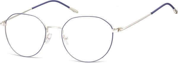 Lenonki Okulary oprawki optyczne 928A srebrne + niebieskie