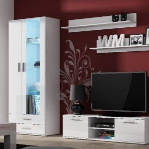 Meblościanka do salonu biała mat / połysk 245 cm Simple