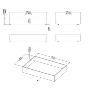Zestaw szuflad pod łóżko biały 99x67x18 cm Naia