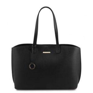 Tuscany Leather TL Bag - duża torba z miekkiej skóry , kolor czarny TL141828