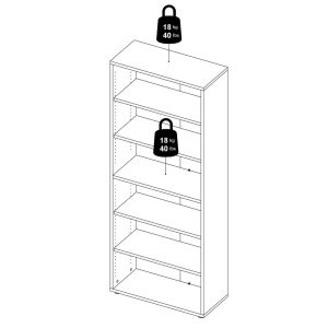 Regał na książki biały mat 89 x 40 x 221 cm Prima