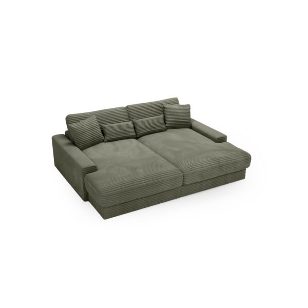 Sofa do salonu Happy, oliwkowozielona, sztruks