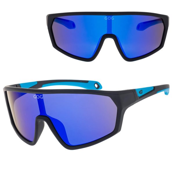 Juniorskie gumowe okulary przeciwsłoneczne sportowe GOG E995-1 czarny/niebieski