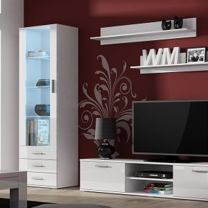 Meblościanka do salonu biała mat / połysk 265 cm Simple