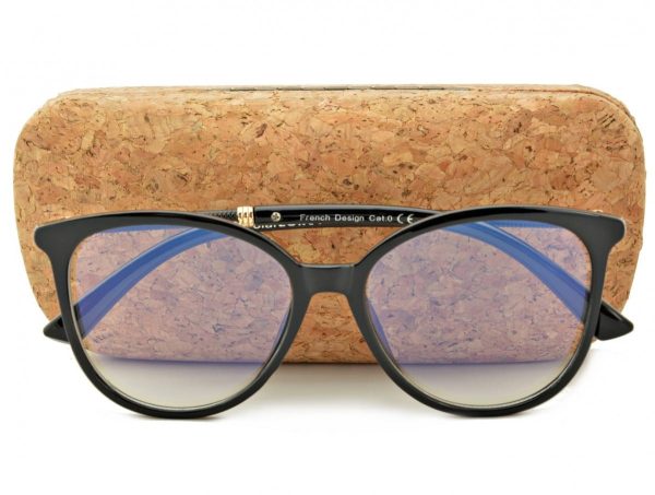 Okulary Kocie Oczy Korekcyjne z Antyrefleksem Zerówki POL-BLF-817K