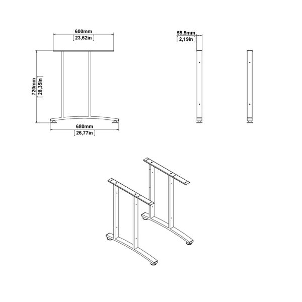 Komplet nóg do biurka biały mat 5 cm Prima