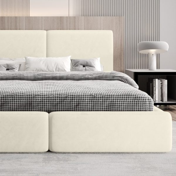 Łóżko tapicerowane Hermes 140/160/180/200x200 cm ze stelażem i pojemnikiem