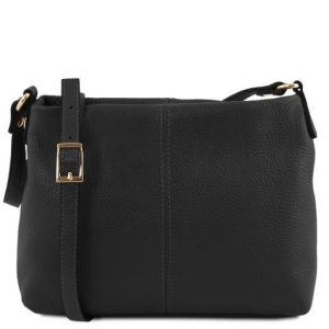 Tuscany Leather TL Bag - klasyczna torba na ramię z miękkiej skóry , kolor czarny TL141720
