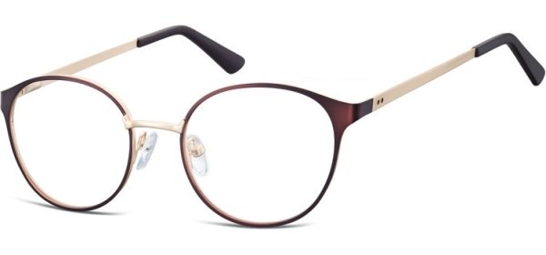 Oprawki okularowe kocie oczy damskie stalowe Sunoptic 941B brązowo-złote