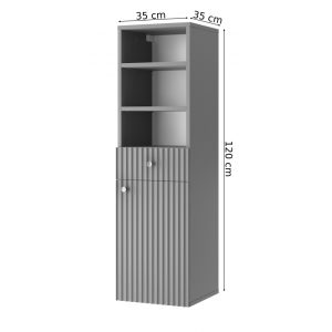 Szafka łazienkowa wisząca Lore 120 cm, frezowany front, szałwiowa